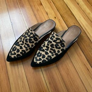 Halogen Leopard Print Calf Hair Mules